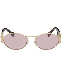 Versace - Gold Medusa Deco Oval Sunglasses - Lyst