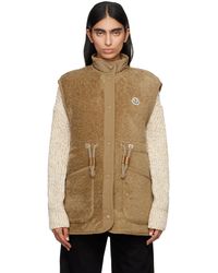 Moncler - Veste Bost Brun Clair En Peau Retournée Synthétique Rembourrée En Duvet - Lyst
