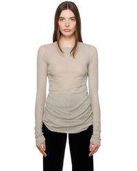 Rick Owens - T-shirt à manches longues gris en jersey côtelé - Lyst