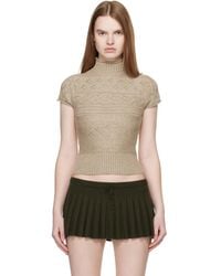 GUIZIO - Taupe Vivienne Short Sleeve Cable Turtleneck - Lyst