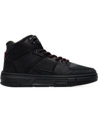 HUGO - Paneled Leather Sneakers - Lyst