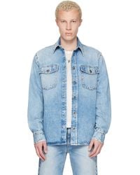 Versace - Studded Denim Shirt - Lyst