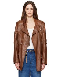 Chloé - Belted Fringed Leather Jacket - Lyst