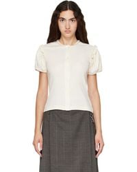 Simone Rocha - Off- Embellished Pointelle Puff Sleeve Cardigan - Lyst