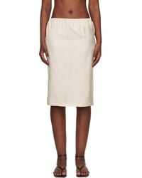 Loulou de Saison - Off- Vasali Silk Twill Midi Skirt - Lyst