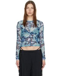 McQ - T-shirt bleu et vert en filet édition rina sawayama - Lyst