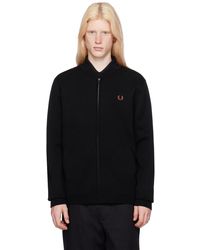 Fred Perry - Black Embroidered Cardigan - Lyst