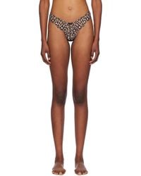 Fleur du Mal - Embroidered Leopard Pattern Silk Satin Thong - Lyst