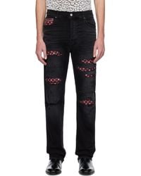 Amiri - ブラック Leather Bandana Repaired スリムジーンズ - Lyst