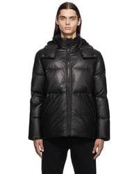 Army by Yves Salomon Down Short Leather Jacket - Black