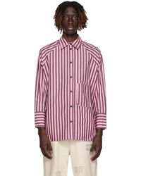 Ganni - Pink & Brown Striped Shirt - Lyst