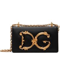 Dolce & Gabbana - Dolce&gabbana Black Calfskin Phone Bag - Lyst
