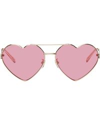 Gucci - Gold Heart Sunglasses - Lyst
