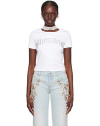 Blumarine - White Crystal-cut T-shirt - Lyst