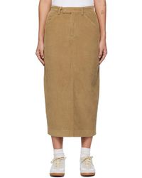 Carter Young - Tan Cord Midi Skirt - Lyst