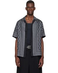 Versace - Chemise Ajustée Noir Et Gris En Sergé De Soie À Imprimés - Lyst