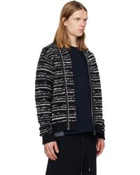 Sacai Mesh Knit Cardigan in Blue for Men | Lyst