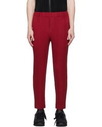 Homme Plissé Issey Miyake - Homme Plissé Issey Miyake Red Kersey Pleats Trousers - Lyst