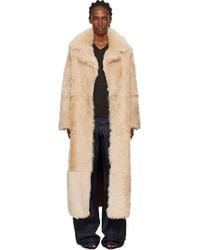 Nour Hammour - Tan Evita Long Shearling Coat - Lyst