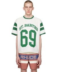 Rhude - T-shirt '69' blanc cassé et vert à bordures contrastées - Lyst