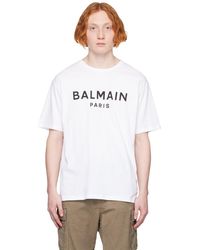 Balmain - ホワイト ロゴプリント Tシャツ - Lyst