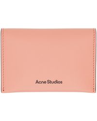 Acne Studios - Pink Folded Leather Card Holder - Lyst