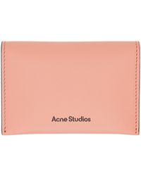 Acne Studios - Pink Folded Leather Card Holder - Lyst