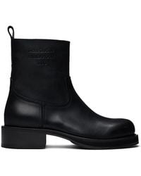 Acne Studios - Black Leather Waxed Boots - Lyst