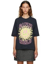 Ganni Smiley Tシャツ - ブラック
