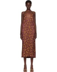 Dries Van Noten - Burgundy Jacquard Midi Dress - Lyst