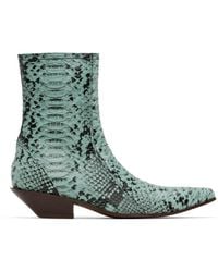 Acne Studios - Blue Snake Print Ankle Boots - Lyst