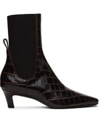 TOTEME - Croco-Embossed Mid-Heel Boots - Lyst