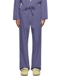 Tekla - Pantalon de pyjama bleu et brun à cordon coulissant - Lyst