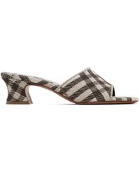 Burberry - Check Sloane Mule Heeled Sandals - Lyst