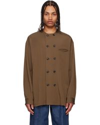 SOSHIOTSUKI - Chemise Weasher Brune En Rayonne À Encolure Arrondie - Lyst