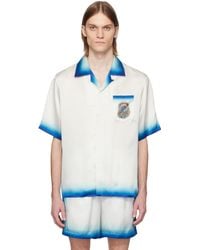 CASABLANCA - ホワイト＆ブルー 'Casa Way' Skate シルク シャツ - Lyst