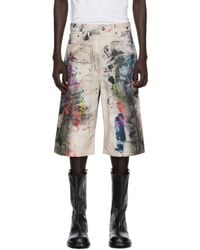 Acne Studios - Short Gris À Effet Denim Trompe L'Œil - Lyst