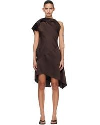 AARON ESH - Crepe Satin Cape Sleeve Midi Dress - Lyst