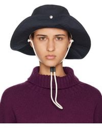 Jil Sander - Navy Button Bucket Hat - Lyst