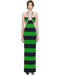 Coperni - Robe Longue Vert Et Bleu Marine En Tricot À Rayures Et À Corsage Bain De Soleil - Lyst
