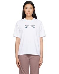 Maison Kitsuné - ホワイト ロゴ刺繍 Tシャツ - Lyst