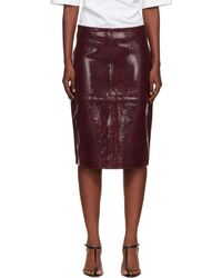 Rohe - Burgundy Snake Leather Midi Skirt - Lyst