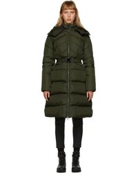 Moncler Khaki Down Belted Agot Coat - Green