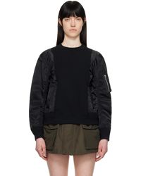 Sacai - ブラック Sponge Sweat X Nylon Twill スウェットシャツ - Lyst