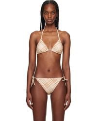 Burberry - Check Bikini Top - Lyst
