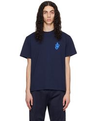 JW Anderson - T-shirt bleu marine à écusson à logo - Lyst