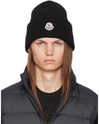 Moncler - Logo-patch Ribbed Wool Beanie Hat - Lyst