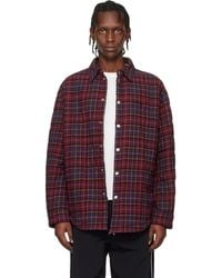 Off-White c/o Virgil Abloh - Burgundy Spray Arrow Check Padded Overshirt - Lyst