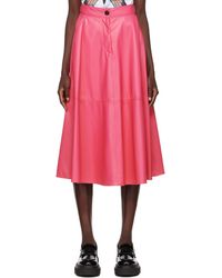MSGM - Faux-Leather A-Line Midi Skirt - Lyst