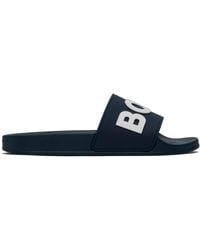 BOSS - Raised Logo Pool Slides - Lyst